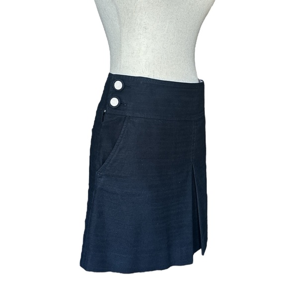 J.Crew Navy Sailor Skirt Button-Detail A-Line Kick Pleat Size 12 - Picture 1 of 9